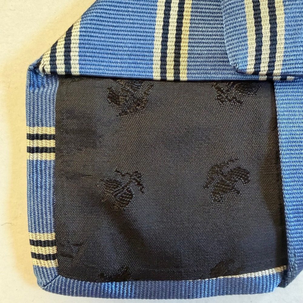 Brooks Brothers Silk Necktie Blue White Black Stripes Preppy Business Formal - Picture 4 of 7
